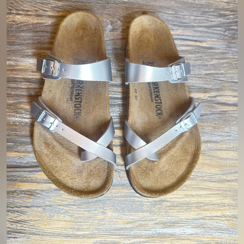 Birkenstock Mayari Sandals Womens Sz US8 EU39  Metallic
Buckle Leather Comfort